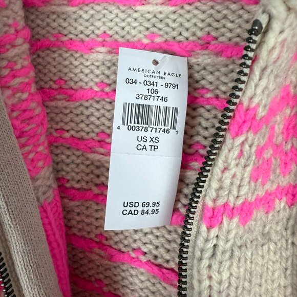 NWT American Eagle Elk Zip Up Hoodie Sweater Cropped Cardigan Size XS NEW - Picture 9 of 14